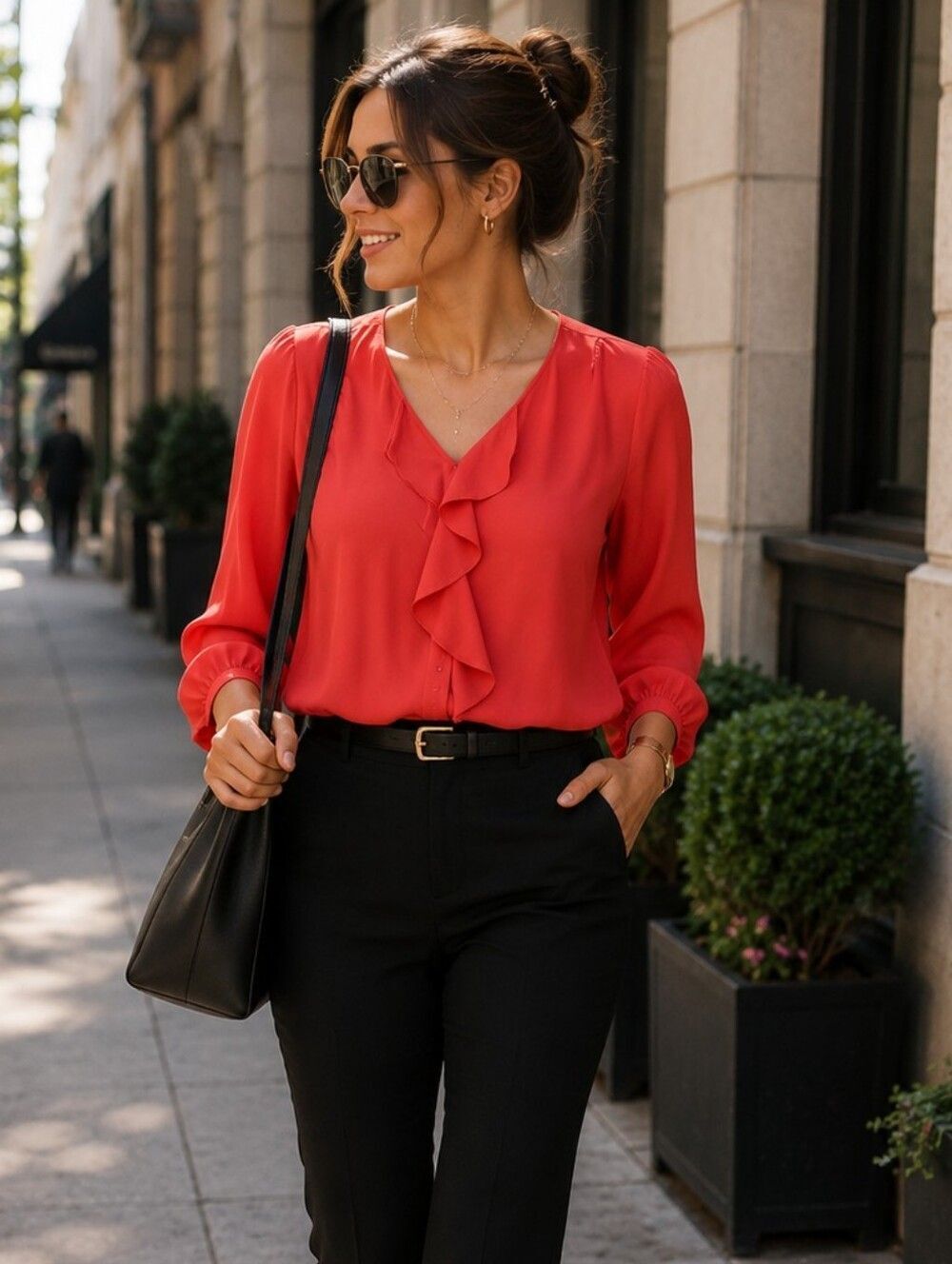 Zara Red Flowy Blouse